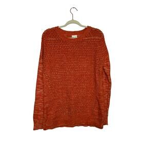 Stylus Orange & White Open Knit Sweater Size Medium